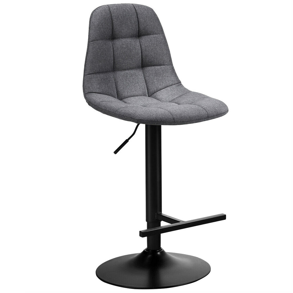 2Pcs Adjustable Bar Stools Swivel Counter Height Linen Chairs -Gray