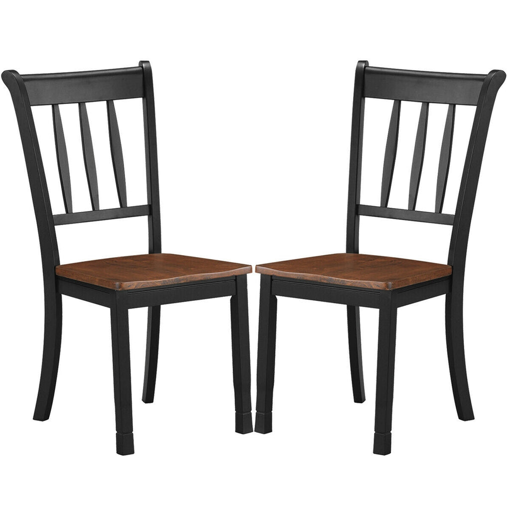 2 Pieces Solid Whitesburg Spindle Back Wood Dining Chairs-Black