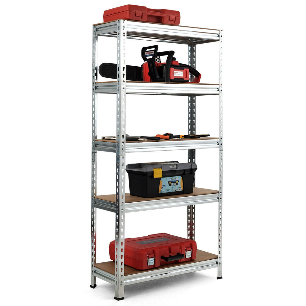5-Tier Steel Shelving Unit Storage Shelves Heavy Duty Storage Rack-Silver