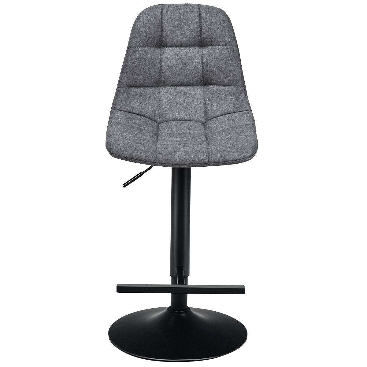 2Pcs Adjustable Bar Stools Swivel Counter Height Linen Chairs -Gray