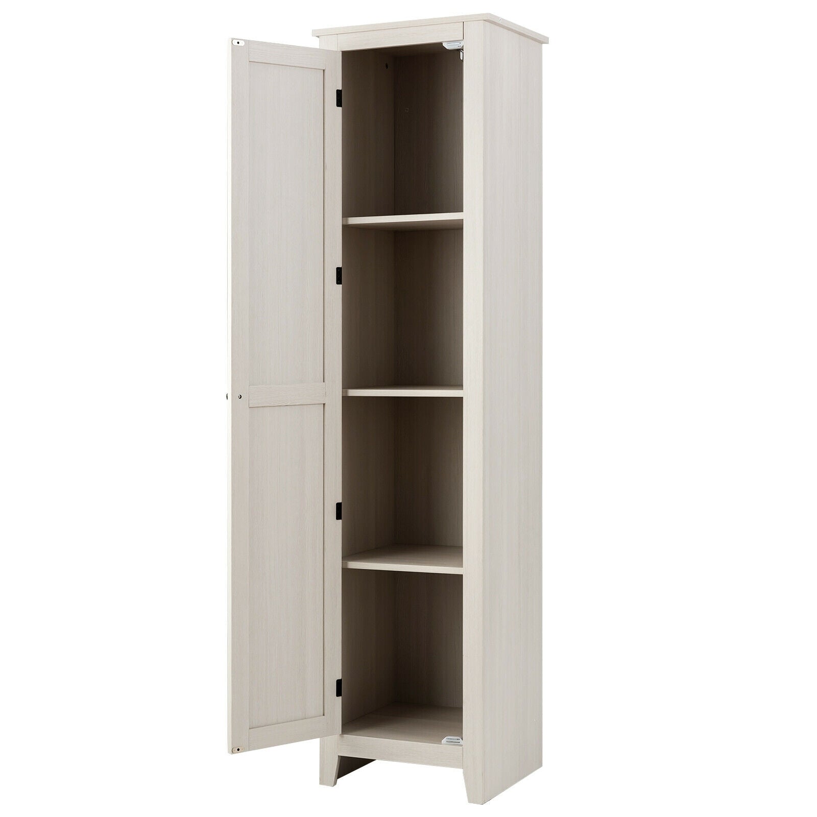 Linen Tower Bathroom Storage Cabinet Tall Slim Side Organizer with Shelf-White