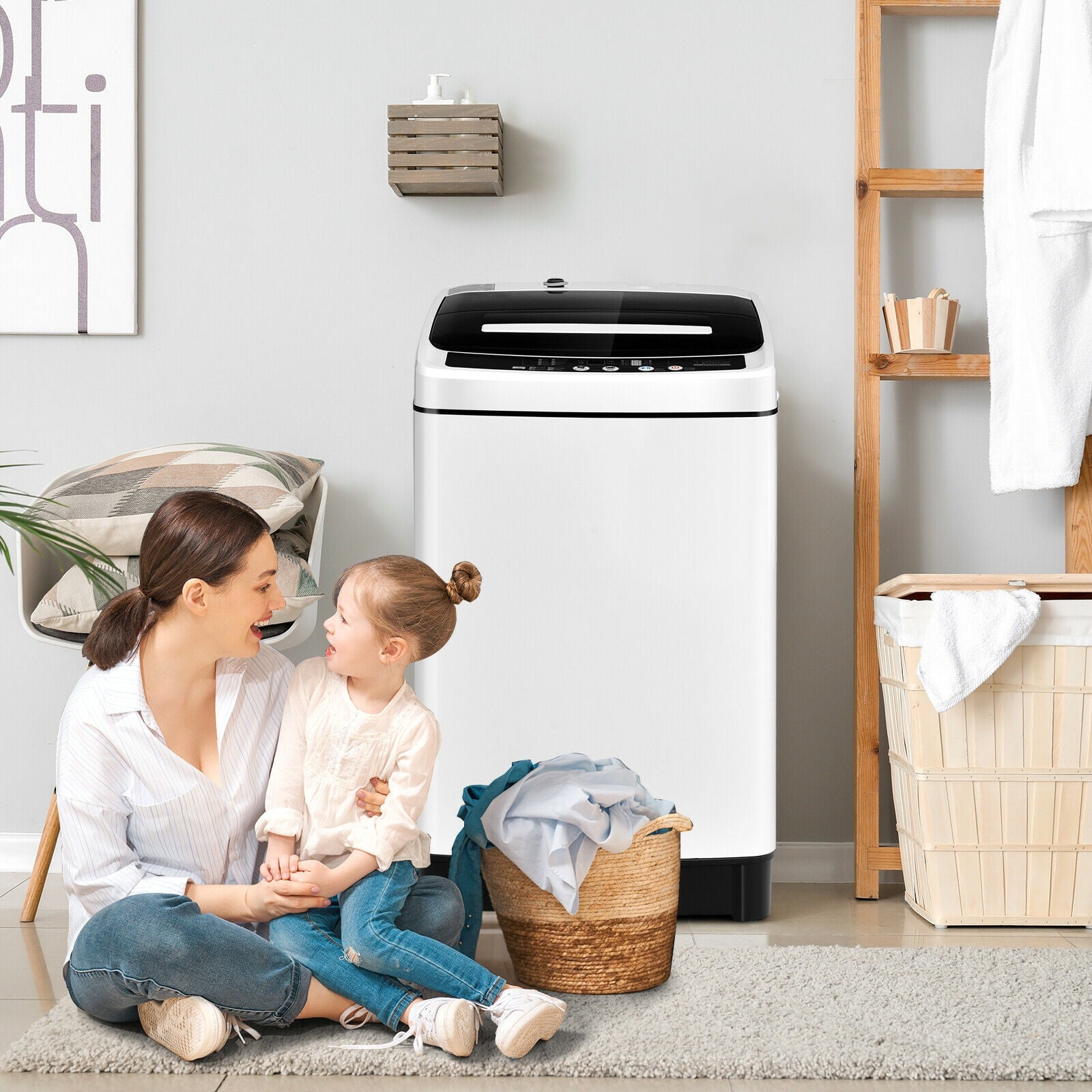 Full-Automatic Washing Machine 1.5 Cubic Feet 11 LBS Washer-White