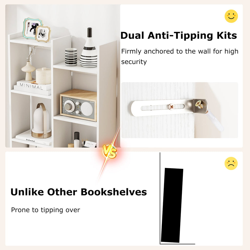 11-Tier Modern Book Organizer Bookcase with Anti-Tipping Kits-White