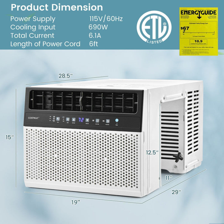 Dual BTU Window AC – 10k/12k with Remote