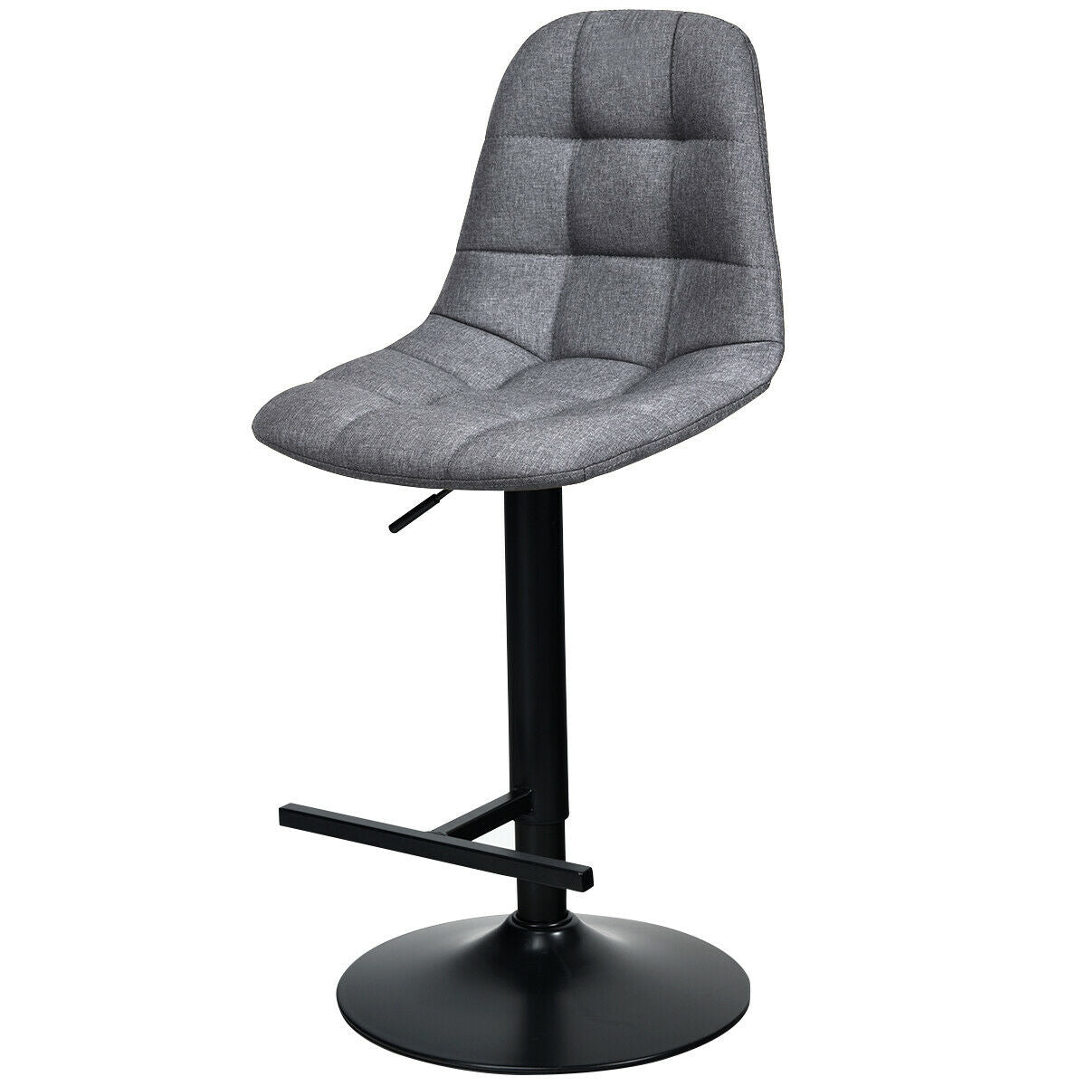 2Pcs Adjustable Bar Stools Swivel Counter Height Linen Chairs -Gray