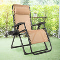 Oversize Lounge Chair with Cup Holder of Heavy Duty for outdoor-Beige
