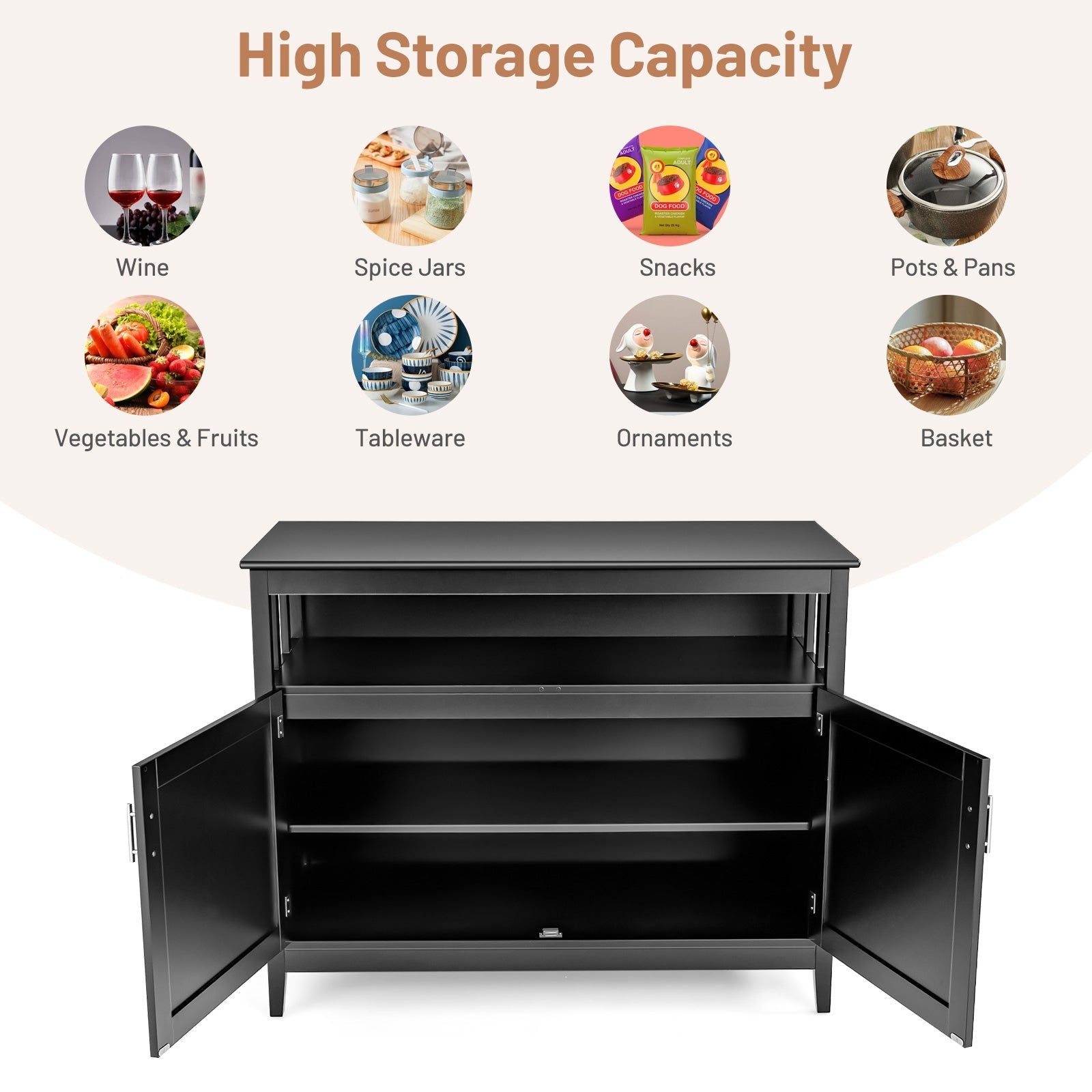 Modern Practical Wooden Kitchen Lockers with Large Storage Space-Black