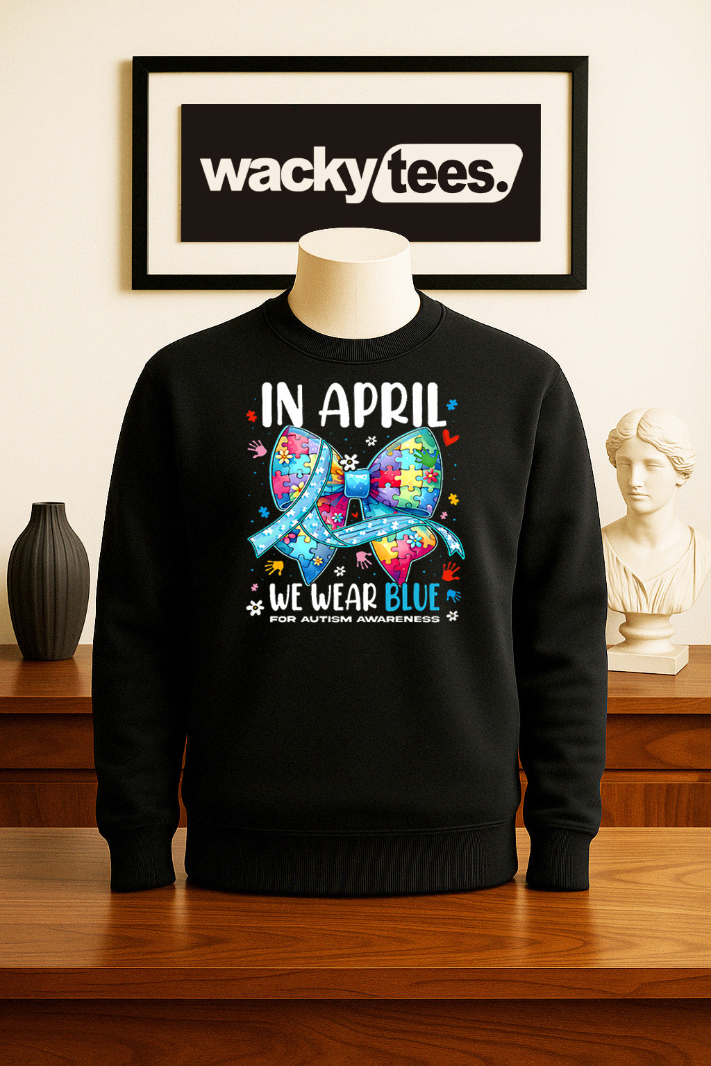 In April We Wear Blue for Autism Awareness 2 Graphic Tee Shirt