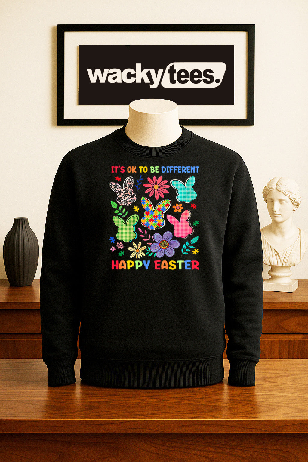 Its Okay to be Different Happy Easter Autism Awareness Graphic Tee Shirt