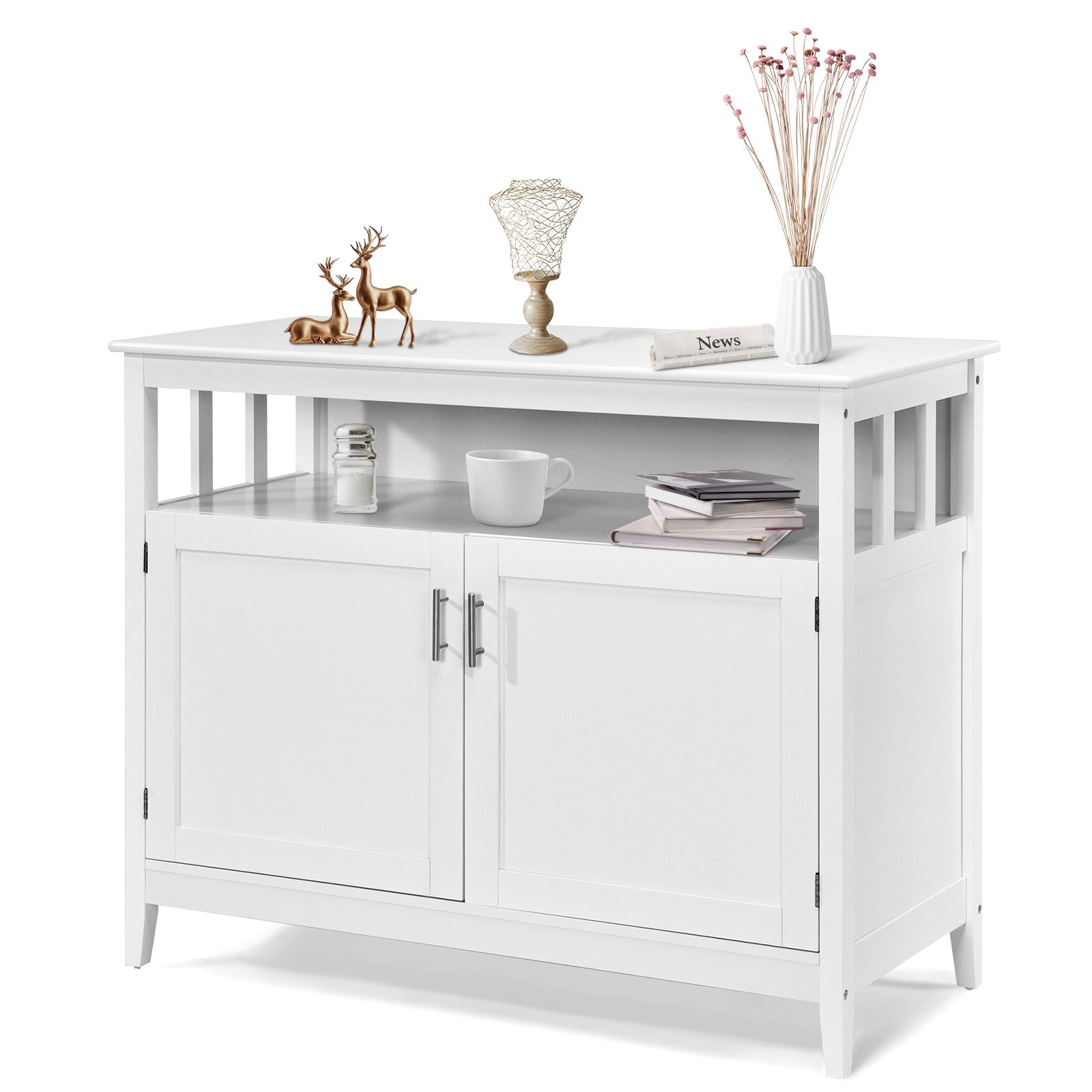 Modern Practical and Beautiful Wooden Kitchen Lockers with Large Storage Space-White