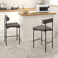 20 Inch Upholstered Bar Stools Set of 2 Counter Height Bar Chairs with  Backrest-Gray