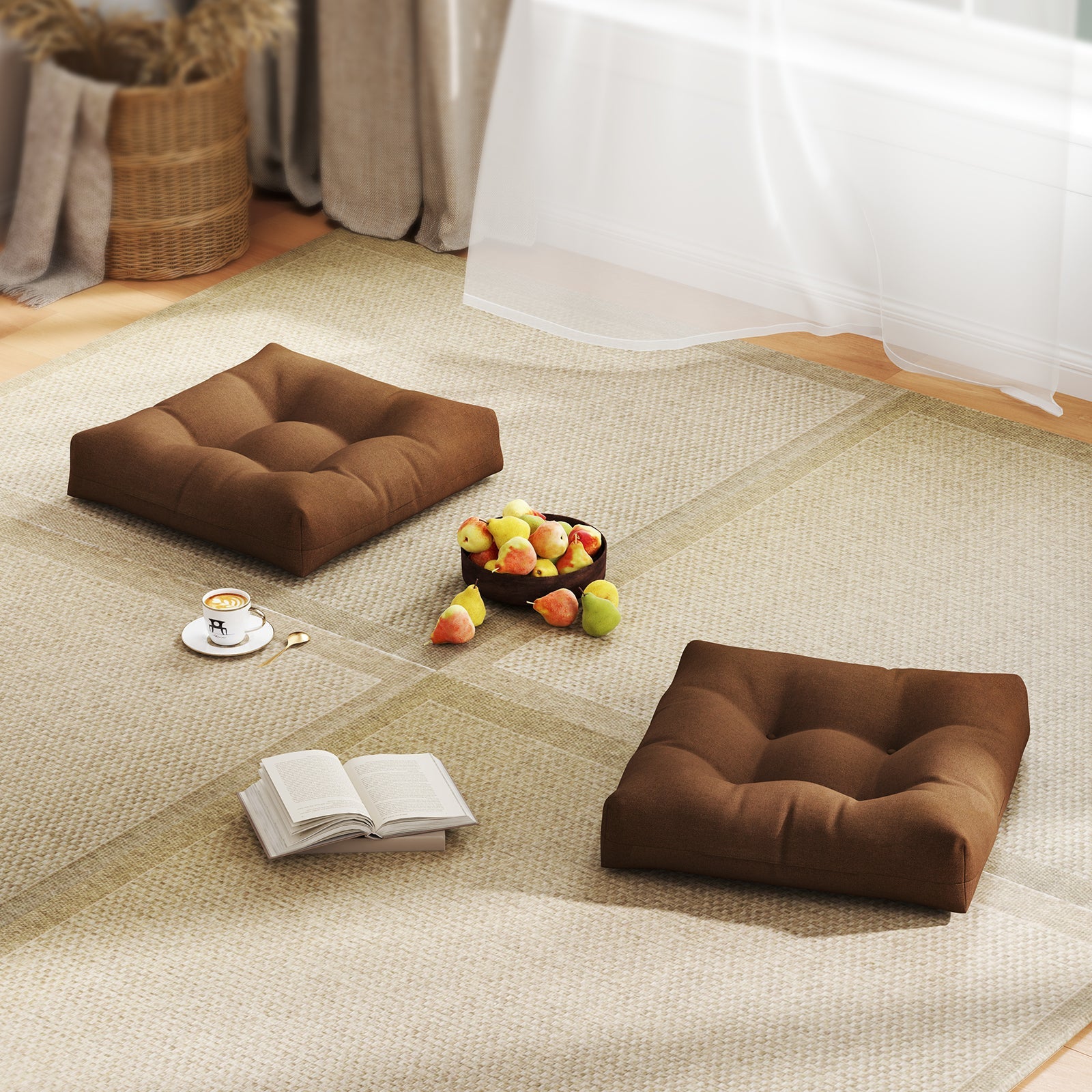 21 Inch x 21 Inch Patio Chair Seat Cushion Pads for Indoor and Outdoor-Coffee