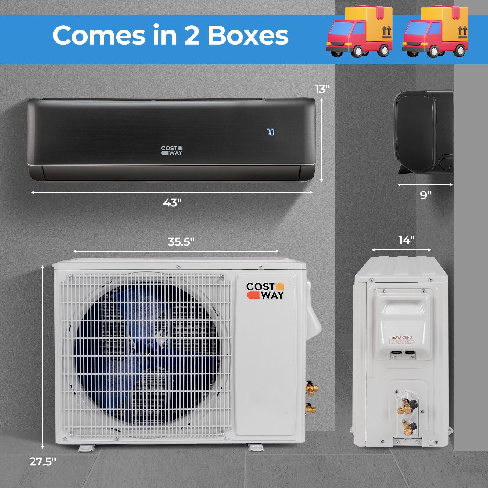 Energy Star Certified 24000 BTU 21 SEER2 208-230V Mini Split Air Conditioner and Heater Gray Wifi Enabled