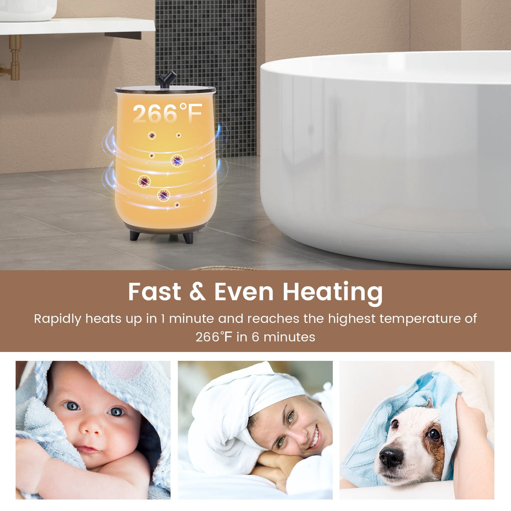 23L Large Luxury Bucket-Style Towel Warmer with Fragrant Disc Holder-Black