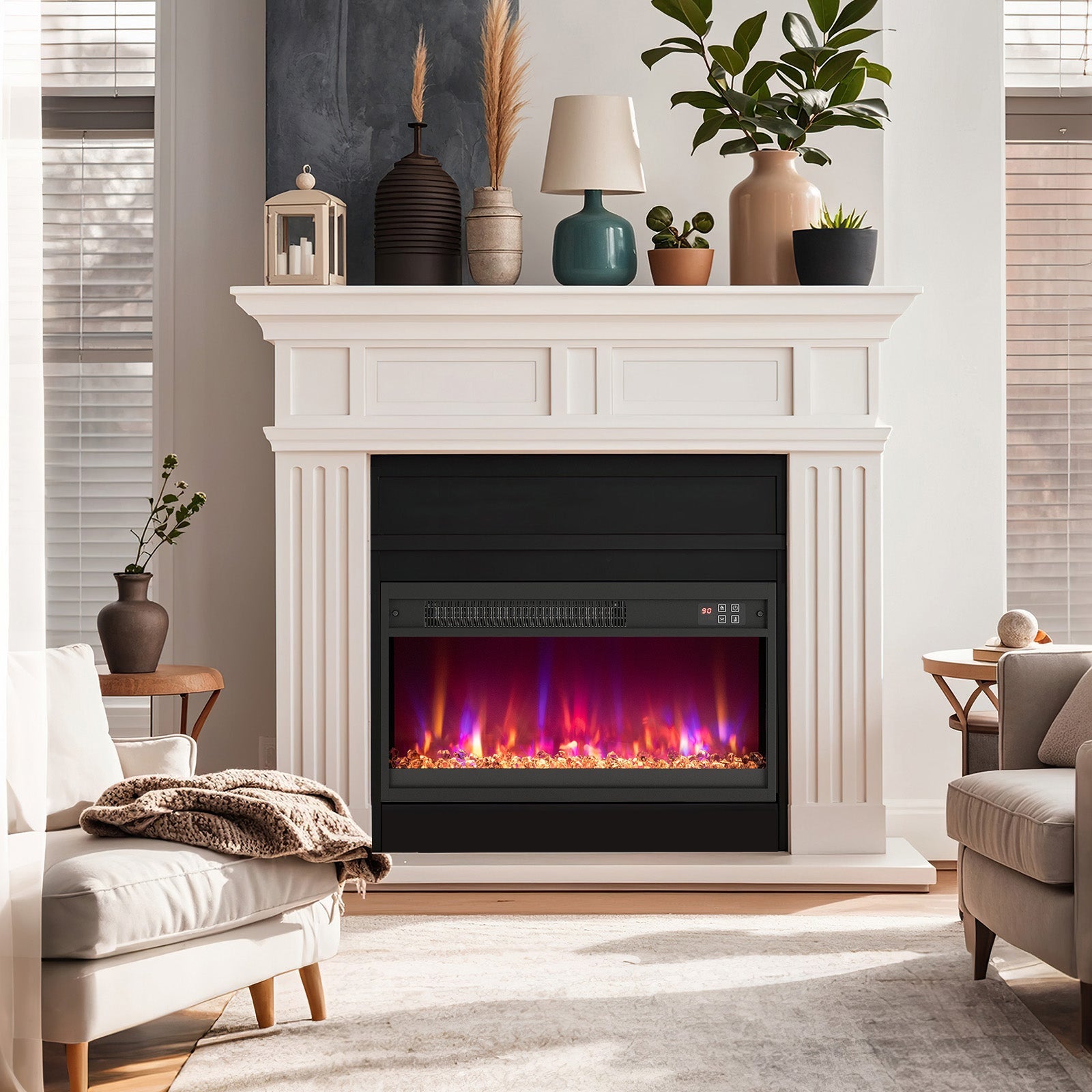 18/23/26 Inch 1500W Electric Fireplace Insert with Remote Control-23 inches