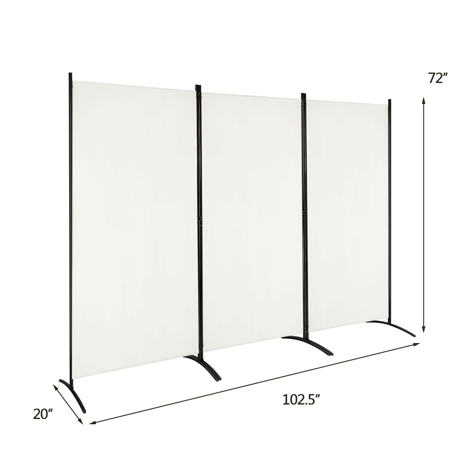 3-Panel Room Divider Folding Privacy Partition Screen for Office Room-White
