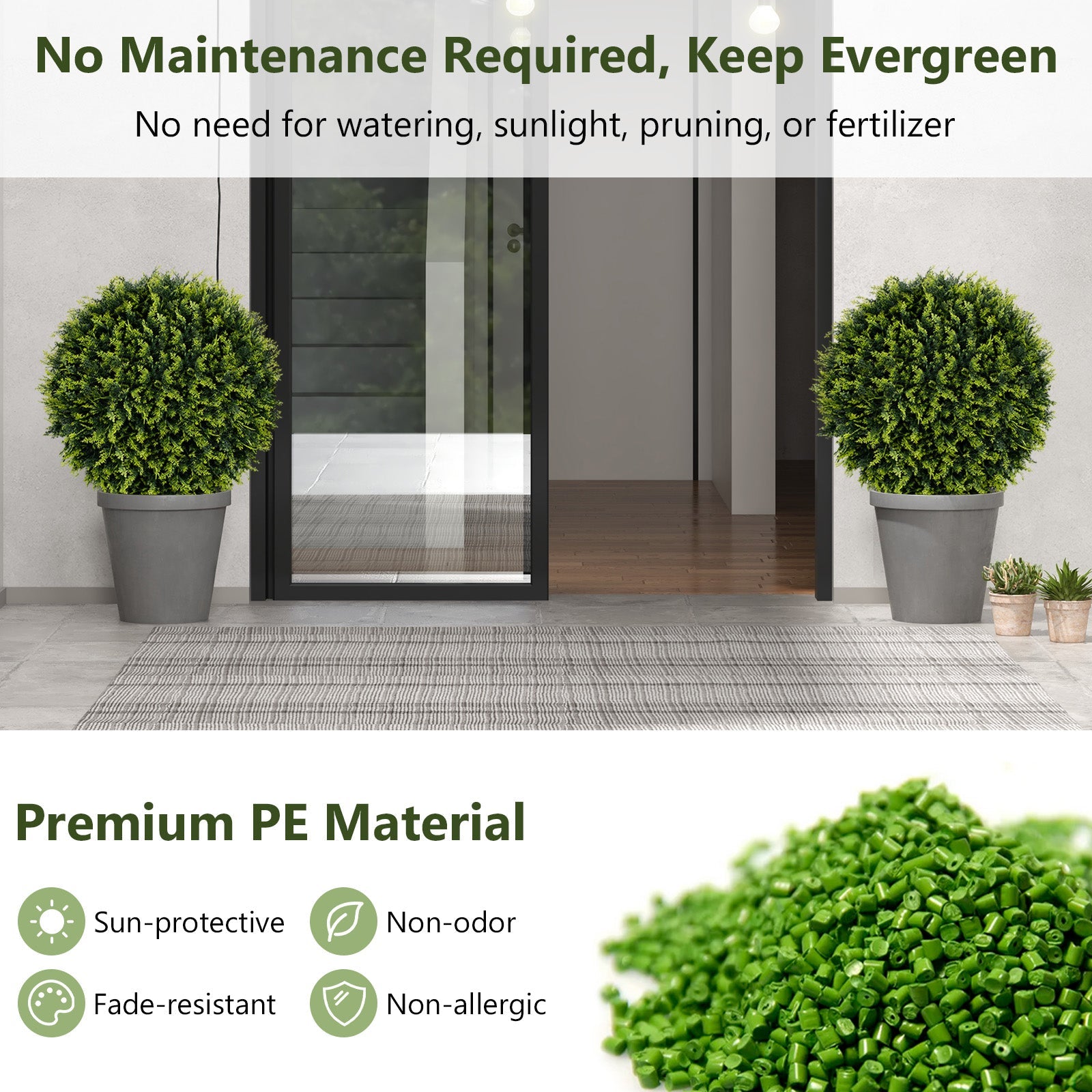 2 Pieces 18/22 Inches Indoor Outdoor Faux Decorative Balls for Patio Garden Front Door Balcony and Backyard-S