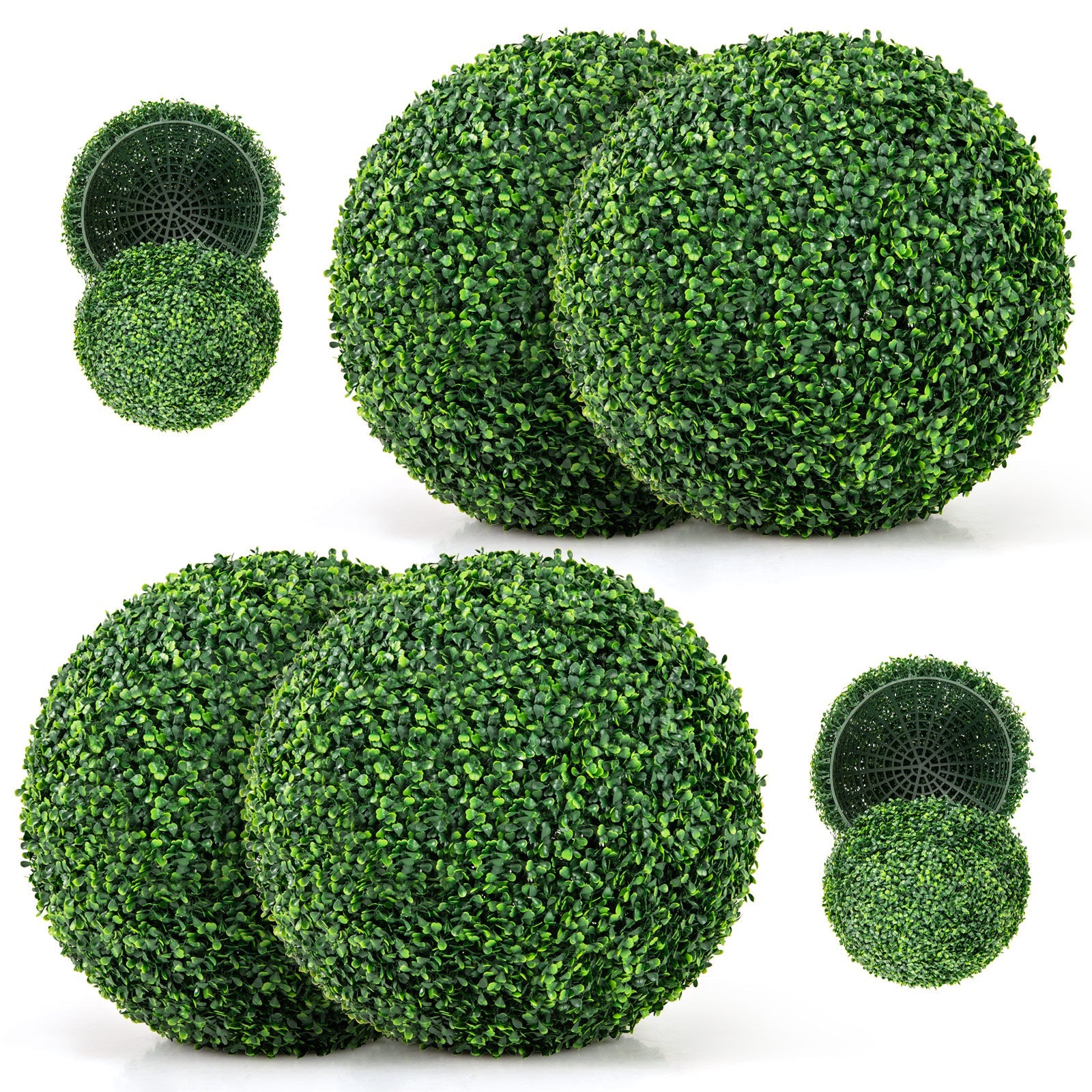 2 Pieces 16"/20" Artificial Plant Boxwood Topiary Ball for Patio Garden Front Door Balcony Backyard-M