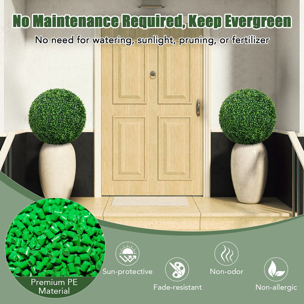 2 Pieces 16"/20" Artificial Plant Boxwood Topiary Ball for Patio Garden Front Door Balcony Backyard-M
