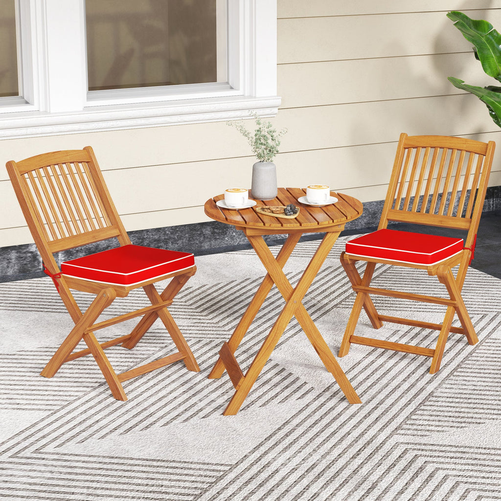 Outdoor Folding Chairs with Seat Cushions Set of 2-Red