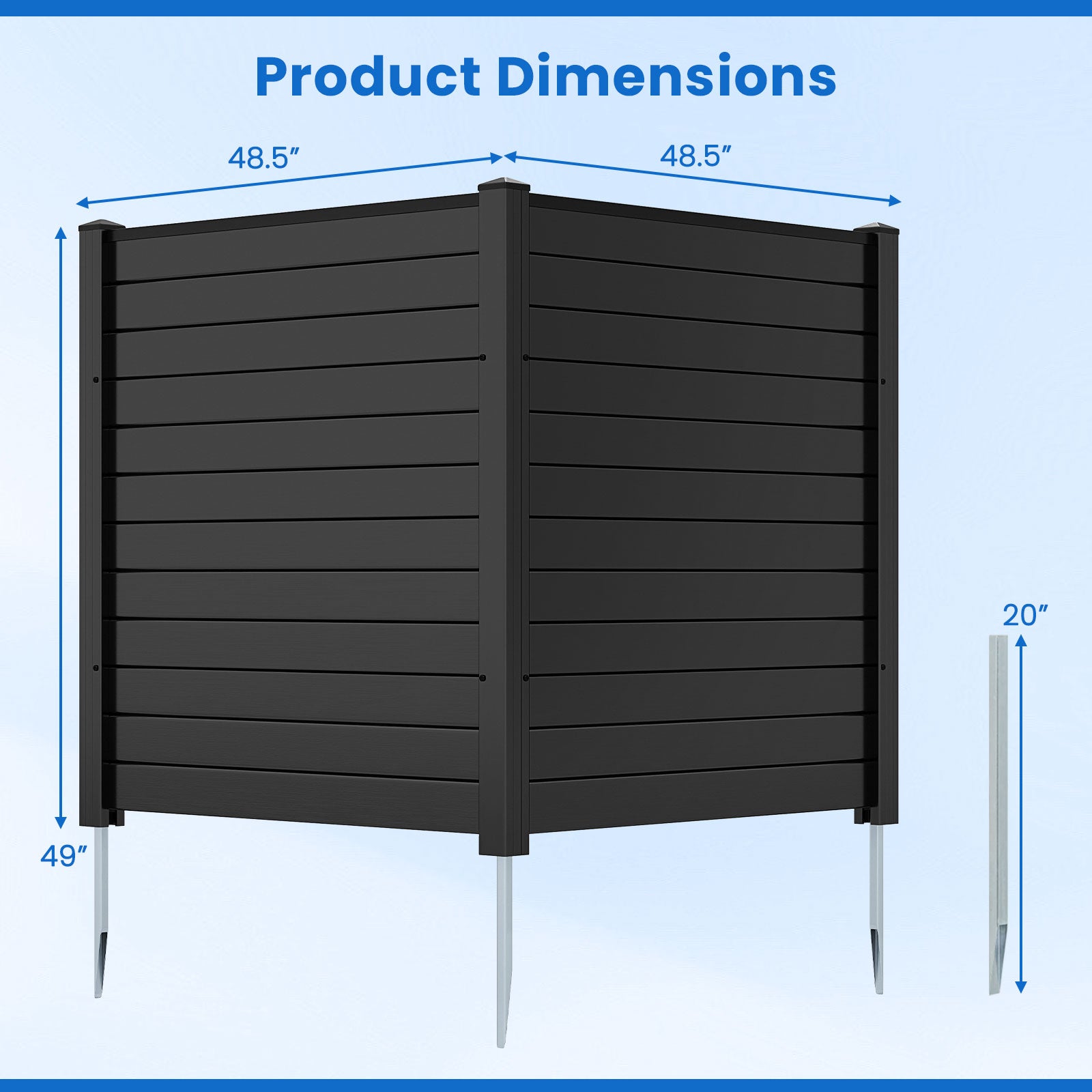 Air Conditioner Fence 48-Inch Privacy Screen 2-Panel for Trash Can with Metal Stakes