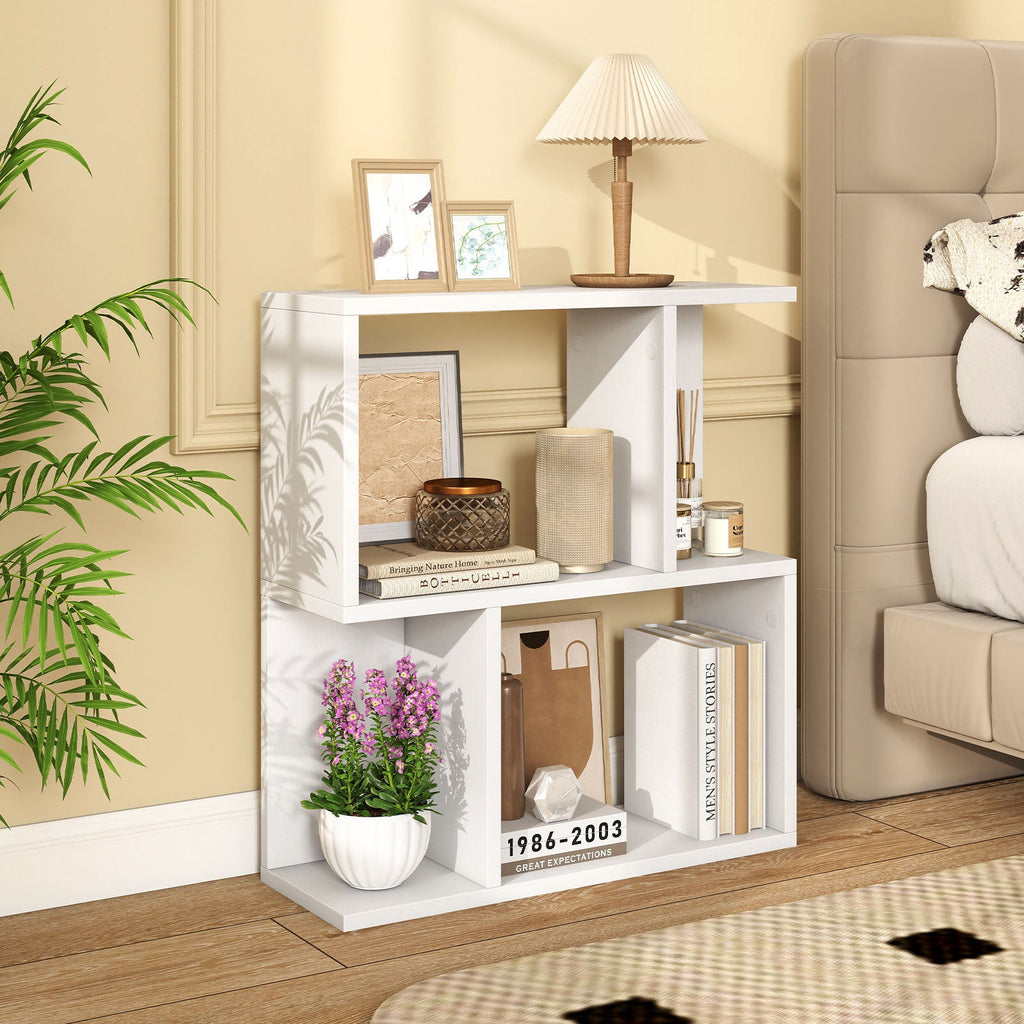 3-Tier Bookshelf with Display Shelf for Small Space-White