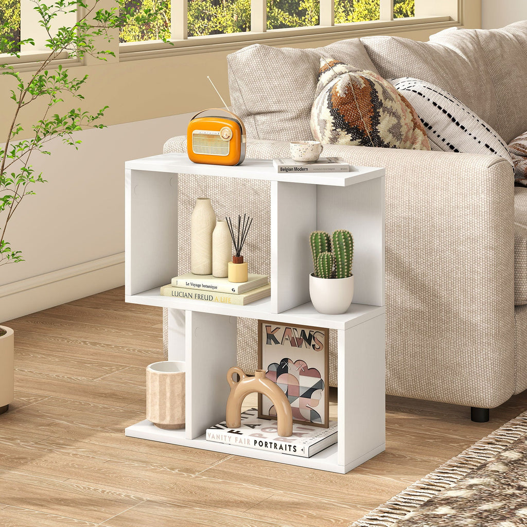 3-Tier Bookshelf with Display Shelf for Small Space-White
