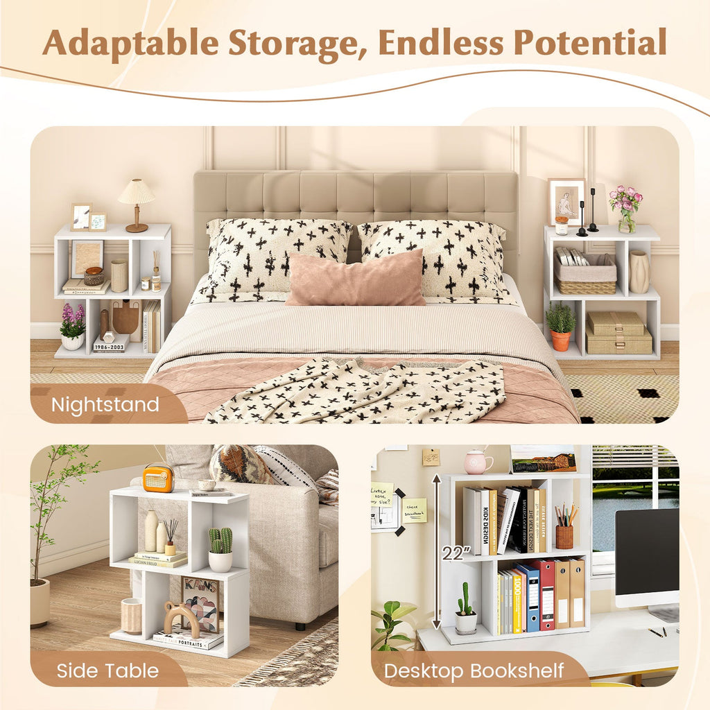 3-Tier Bookshelf with Display Shelf for Small Space-White