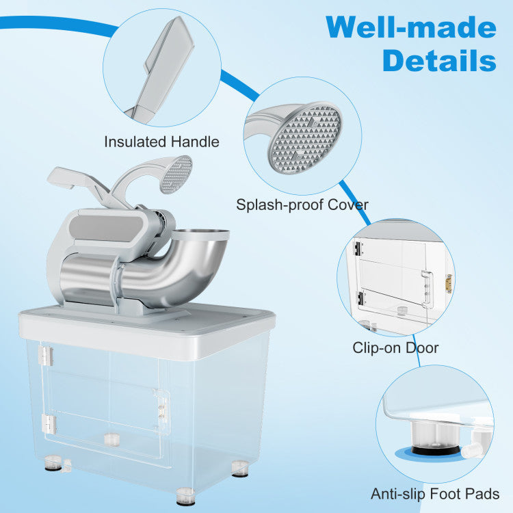 300W Commercial Ice Crusher with Dual Blades & Safety Switch