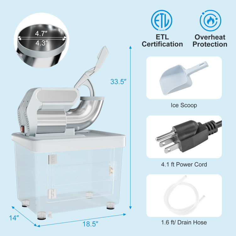 300W Commercial Ice Crusher with Dual Blades & Safety Switch