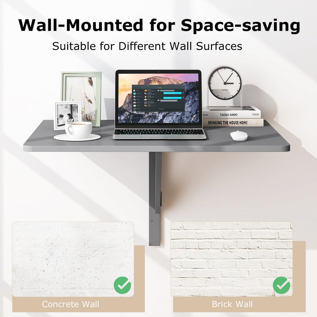 31.5 x 23.5 Inch Wall Mounted Folding Table for Small Spaces-Gray