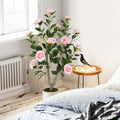 36 Inch Artificial Camellia Tree with Blooming Flower 1 Pack-Pink
