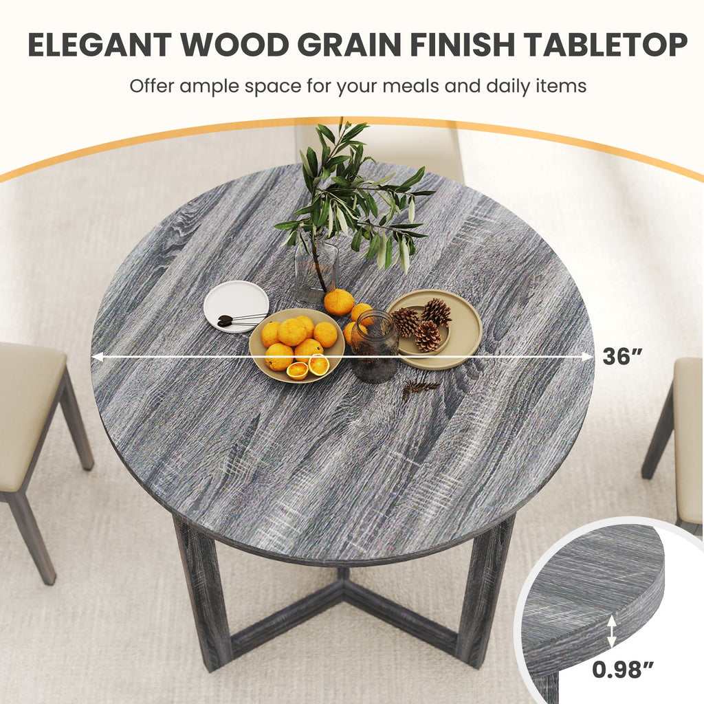 36 Inch Round Wood Dining Table for 2-4 People with Wing-shaped Pedestal Base-Black