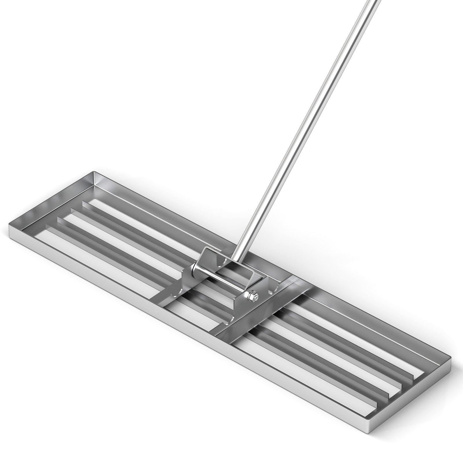 36 x 10 Inch Lawn Leveling Rake with Ergonomic Handle-Silver