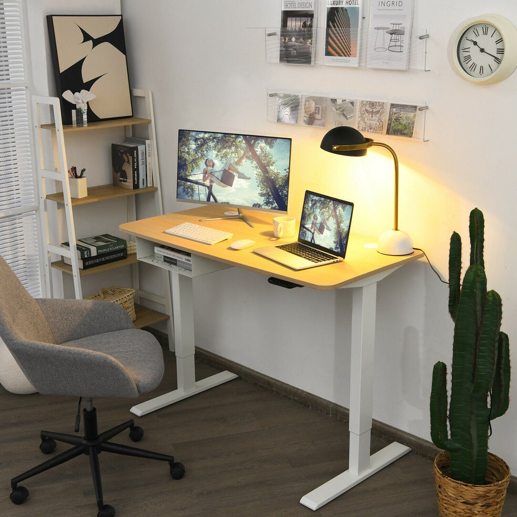 48 Inches Electric Standing Adjustable Desk with Control Panel and USB Port-Beige