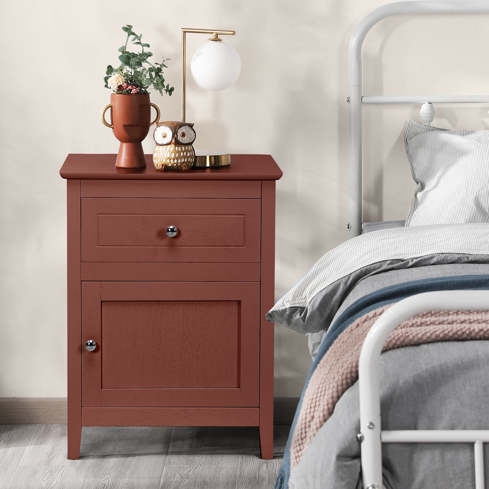 2-Tier Accent Table with Spacious Tabletop-Cherry