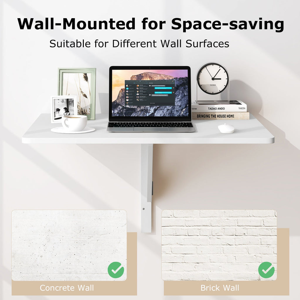 31.5 x 23.5 Inch Wall Mounted Folding Table for Small Spaces-White