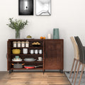 3-Door Buffet Sideboard with Adjustable Shelves and Anti-Tipping Kits-Brown