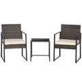 3 Pieces Modern Heavy Duty Patio Furniture Set with Coffee Table-Off White