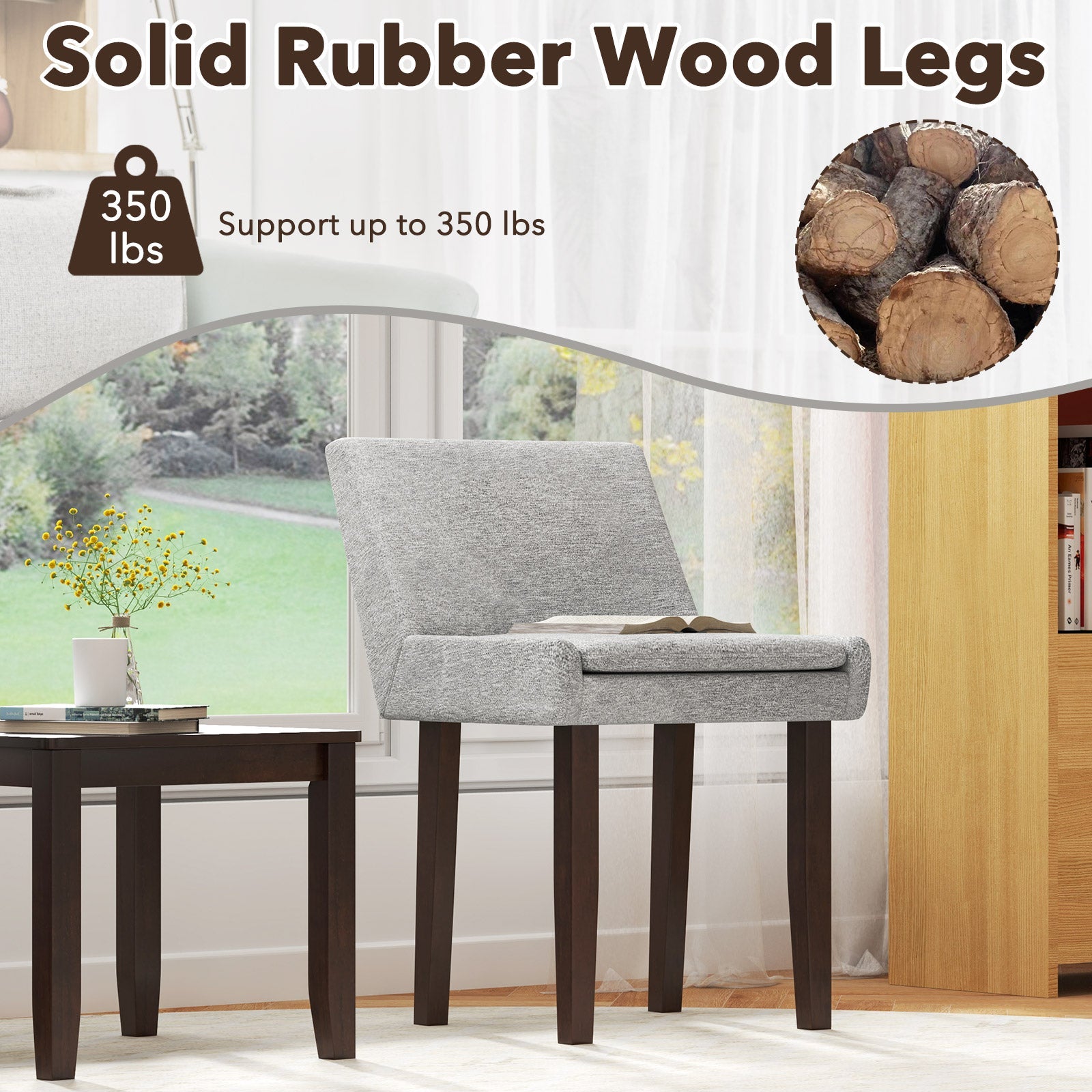 3-Piece Accent Table and Chair Set for Kitchen and Living Room-Brown & Gray