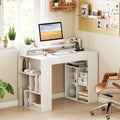 43 Inch Computer Desk with Power Outlets and 2 Bookcases-White