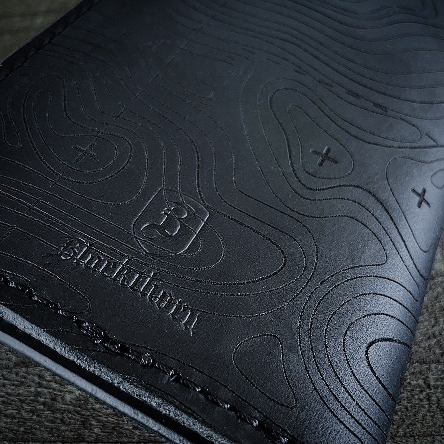 Topographic Map Leather Field Notes Cover - BLACK CRAZYHORSE