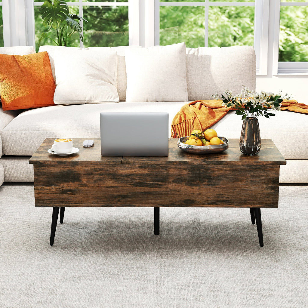 47 Inch Lift Top Coffee Table with 2 Hidden Compartments-Coffee