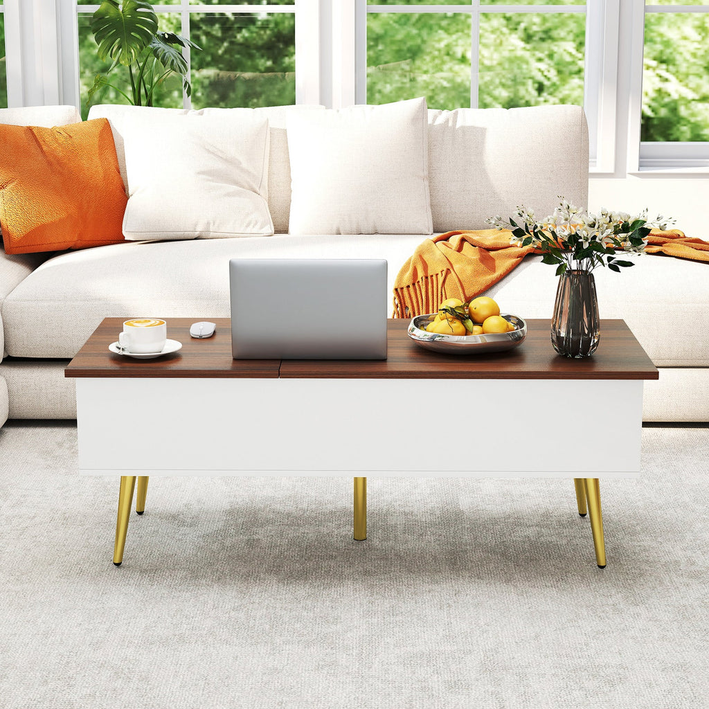 47 Inch Lift Top Coffee Table with 2 Hidden Compartments-Walnut