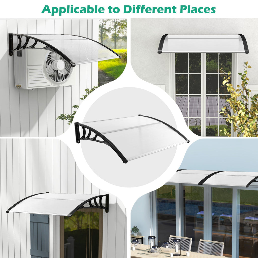 48 x 40 Inch Outdoor Front Door Window Awning Door Canopy Exterior-Black
