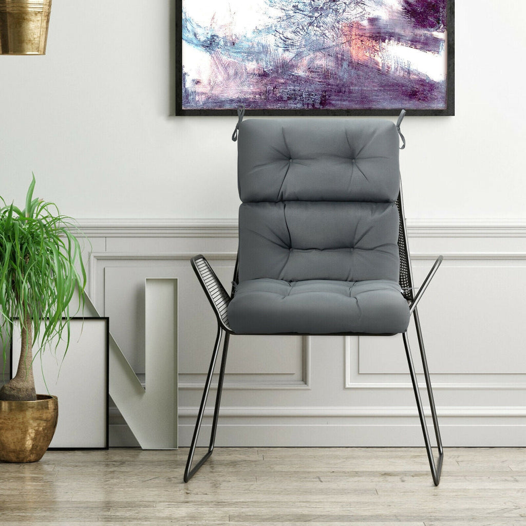 22 x 44 Inch Tufted Outdoor Patio Chair Seating Pad-Gray