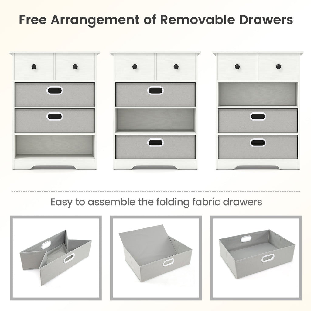 4-Drawer Dresser Modern Chest Storage Organizer with Open Shelves-White