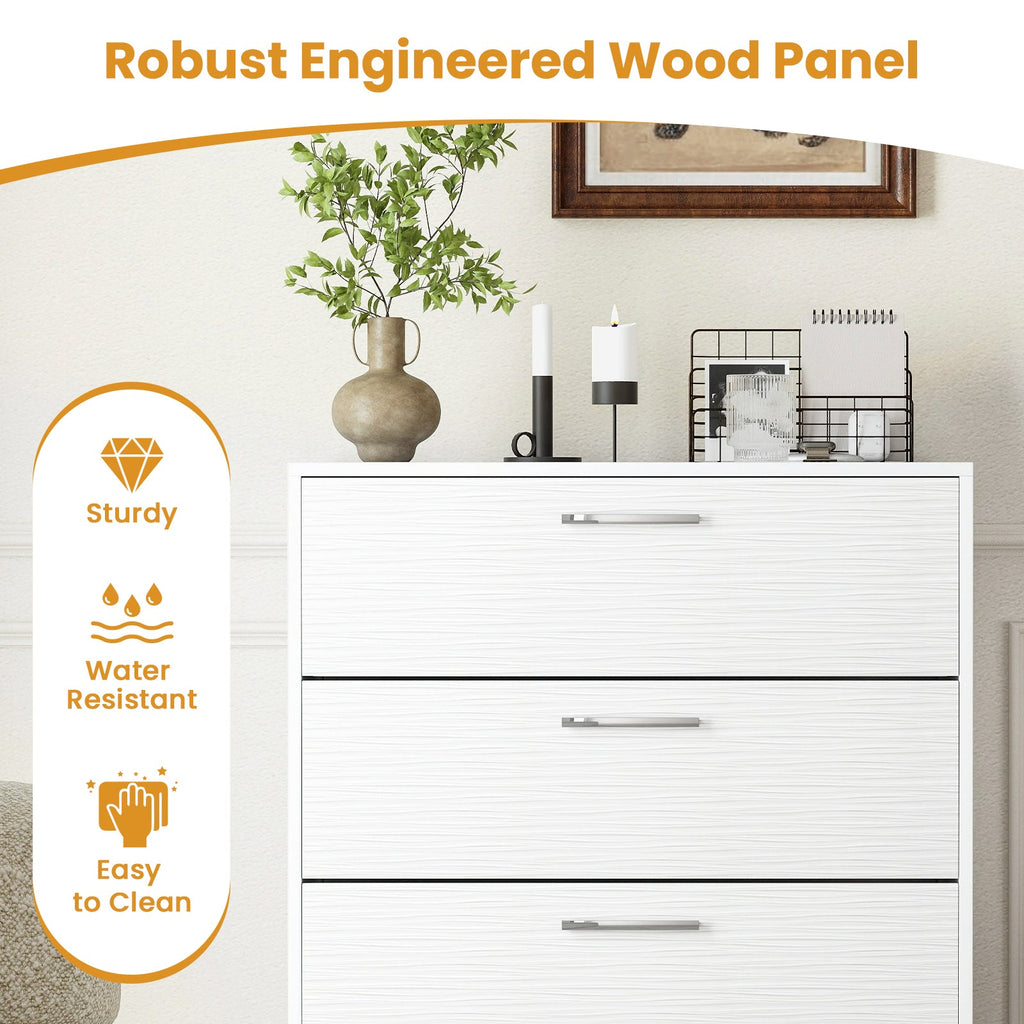 4 Drawer Storage Cabinet with Metal Legs Handles with Anti-Toppling Devices-White