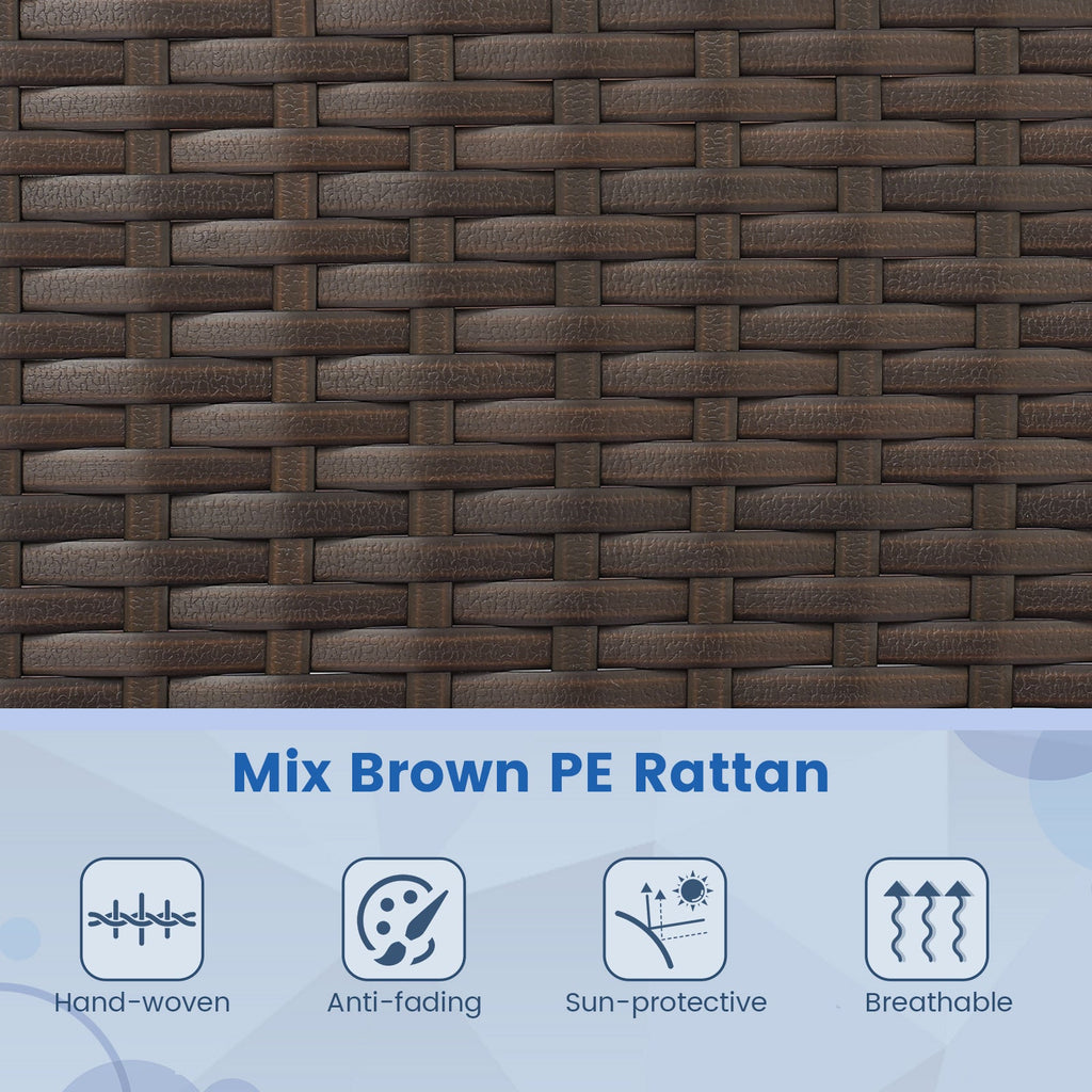 4 Piece Patio Rattan Conversation Set with Cozy Seat Cushions-Navy