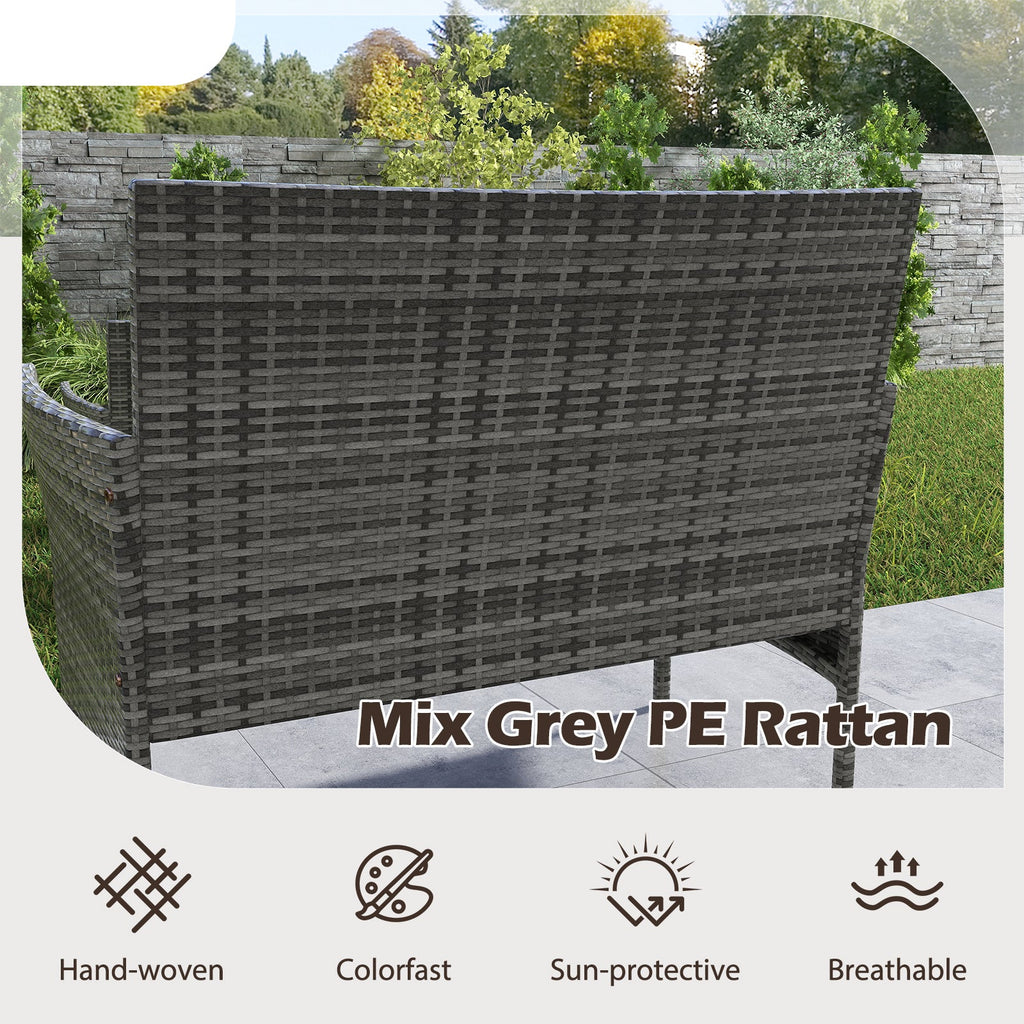 4 Piece Patio Rattan Conversation Set with Cozy Seat Cushions-Light Gray